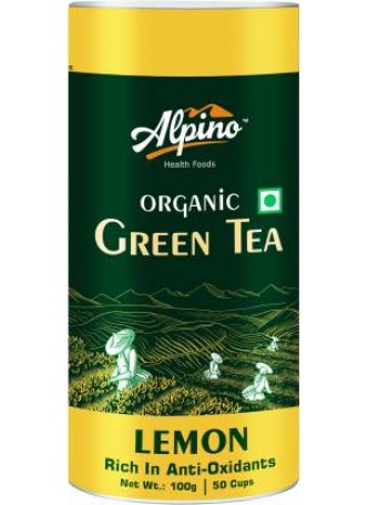 Alpino Certified Organic Lemon Green Tea 100 G (Rich in Anti-Oxidents / Detox Green Tea) Lemon Green Tea Tin  (100 g)